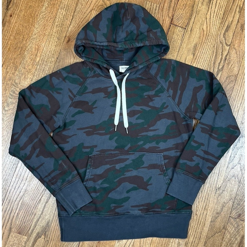 Todd Snyder Hoodie Men's Brown Green Camo Sweatshirt Heavy Cotton Sz Small‎